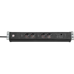 Brennenstuhl 1156057984, 3 m, 4 sortie CA, Type F, IP20, Noir, 16 A