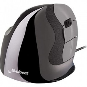 Evoluent VerticalMouse D Medium, Droitier, Conception verticale, Laser, USB Type-A, Noir, Gris