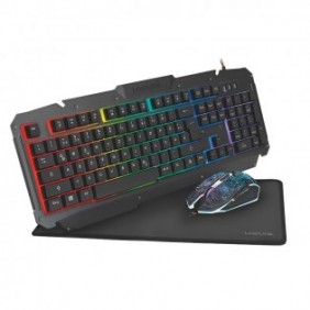 LogiLink ID0185, Avec fil, USB, Clavier à membrane, QWERTY, LED RGB, Noir