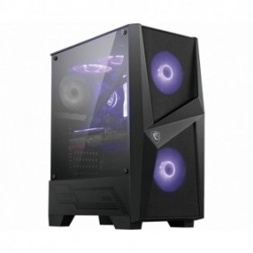 MSI MAG Forge 100M, Midi Tower, PC, Noir, Transparent, ATX, Mini-ATX, Mini-ITX, Jouer, Violet