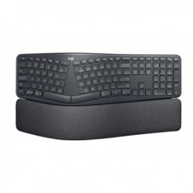 Logitech ERGO K860, Taille réelle 100 %, Sans fil, RF sans fil + Bluetooth, QWERTZ, Graphite