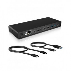 ICY BOX IB-DK2245AC, Avec fil, USB 3.2 Gen 1 3.1 Gen 1 Type-C, 65 W, 3,5 mm, 10,100,1000 Mbits, Noir