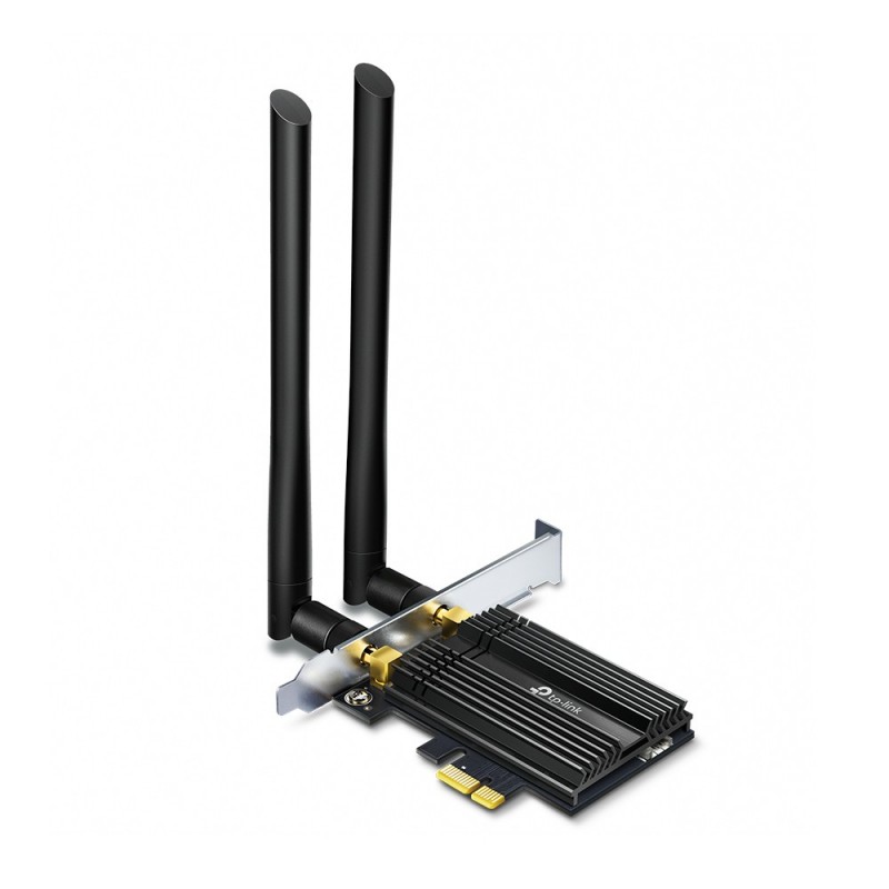 TP-LINK Archer TX50E, Sans fil, PCI Express, WLAN  Bluetooth, Wi-Fi 6 802.11ax, 2402 Mbits, Noir, Métallique