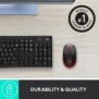 Logitech M190, Ambidextre, Optique, RF sans fil, 1000 DPI, Rouge
