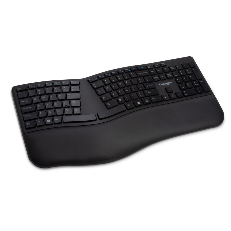 Kensington Pro Fit Ergo, Taille réelle 100 %, Avec fil &sans fil, FR sans fil +USB, QWERTZ, Noir