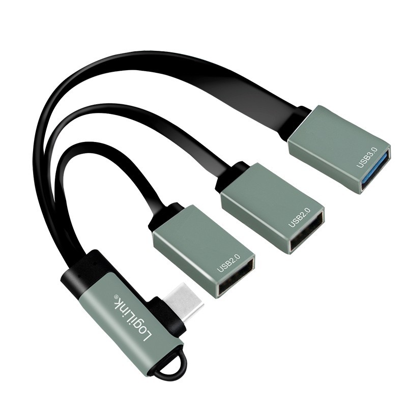 LogiLink UA0361, USB 3.2 Gen 1 3.1 Gen 1 Type-C, USB 2.0, USB 3.2 Gen 1 3.1 Gen 1 Type-A, 5000 Mbits, Argent, Aluminium, RoHS