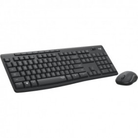 Logitech MK295 Silent, Taille réelle 100 %, Avec fil, RF sans fil, QWERTY, Graphite, Souris incluse