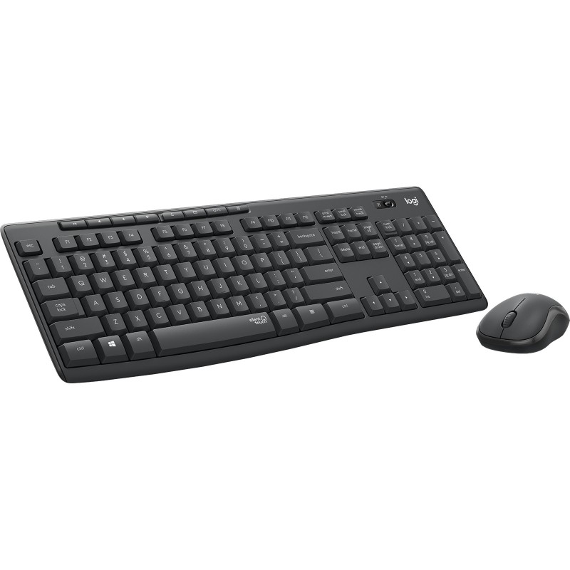 Logitech MK295 Silent, Taille réelle 100 %, Avec fil, RF sans fil, QWERTY, Graphite, Souris incluse