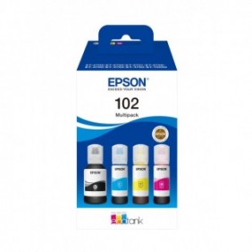 Epson 102 EcoTank 4-colour Multipack, Original, Noir, Cyan, Magenta, Jaune, Epson, EcoTank ET-4750 Unlimited EcoTank ET-4750 EcoTank ET-3750 Unlimited EcoTank ET-3750 EcoTank..., 127 ml, 70 ml