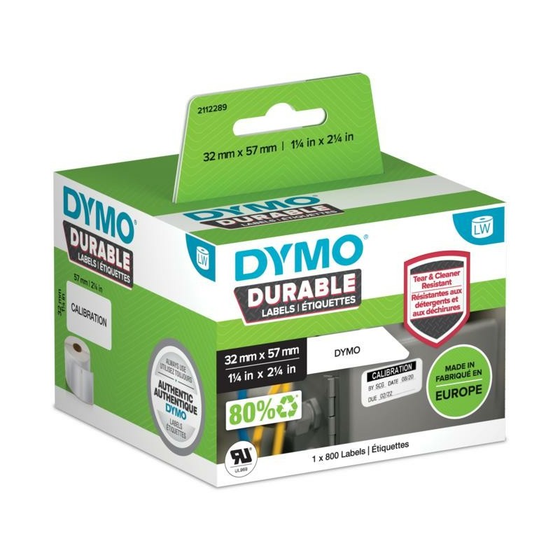 Dymo LabelWriter™ Durable - 57 x 32mm, Blanc, Imprimante d'étiquette adhésive, Polypropylène , LabelWriter Wireless, 4XL, SE450, 450 Twin Turbo, 450 Turbo, 450, 400 Twin Turbo, 400 Turbo, 400,..., 5,7 cm, 3,2 cm