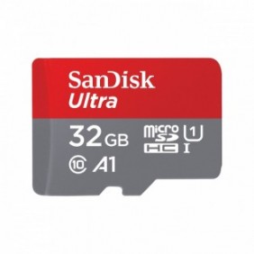 SanDisk Ultra microSD, 32 Go, MiniSDHC, Classe 10, UHS-I, 120 Mos, Gris, Rouge