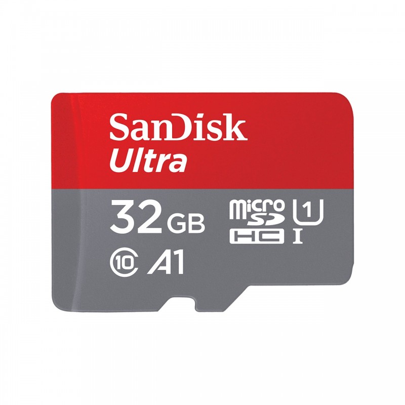 SanDisk Ultra microSD, 32 Go, MiniSDHC, Classe 10, UHS-I, 120 Mos, Gris, Rouge
