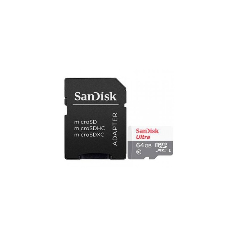 SanDisk 64GB Ultra microSDXC, 64 Go, MicroSDXC, Classe 10, 100 Mos, 10 Mos, Gris