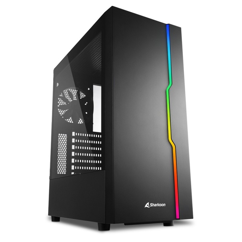 Sharkoon RGB Slider, Midi Tower, PC, Noir, ATX, micro ATX, Mini-ITX, Jouer, 15,7 cm