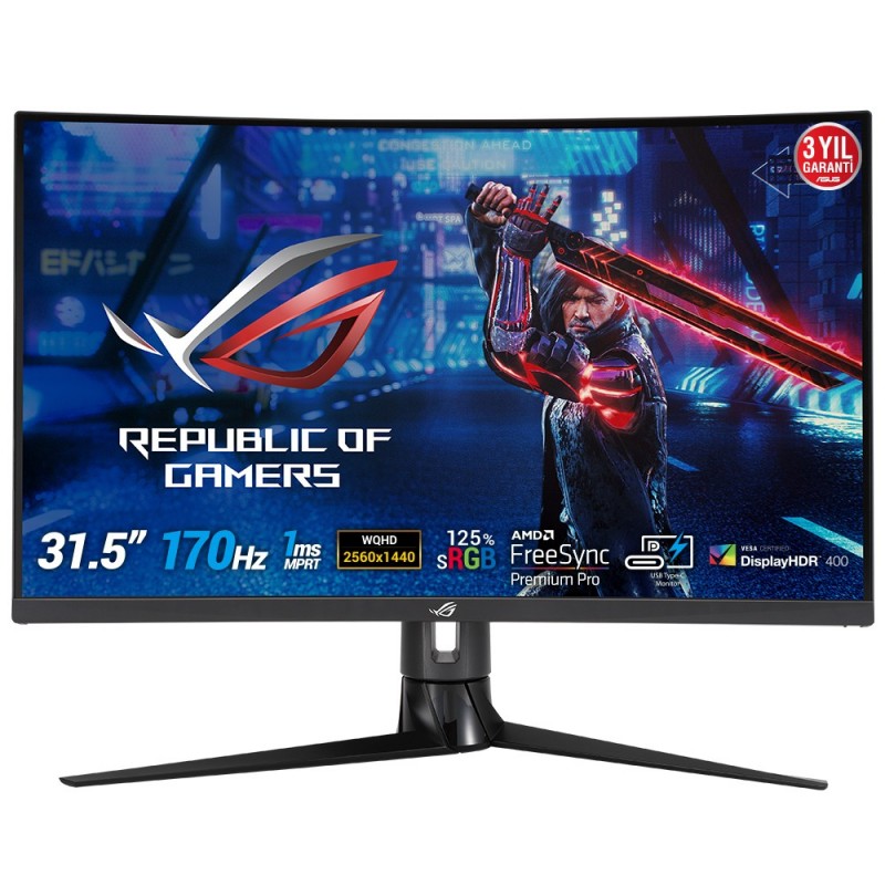 ASUS ROG Strix XG32VC, 80 cm 31.5", 2560 x 1440 pixels, Quad HD, LED, 1 ms, Noir