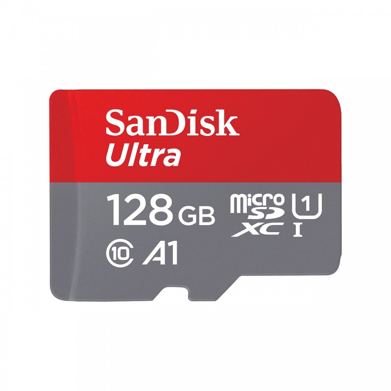 SanDisk Ultra microSD, 128 Go, MicroSDXC, Classe 10, UHS-I, Gris, Rouge