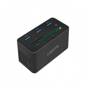 LogiLink UA0370, Avec fil, USB 3.2 Gen 1 3.1 Gen 1 Type-C, 60 W, 10,100,1000 Mbits, Noir, CF, MicroSD , SD