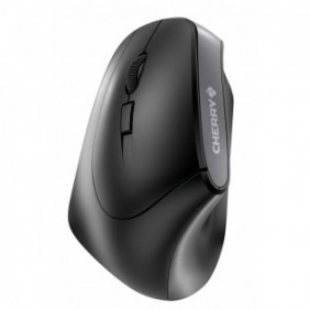 Cherry MW 4500 LEFT Souris ergonomique sans fil, pour gauchers, noir, USB, Gauche, Optique, RF sans fil, 1200 DPI, Noir, Gris