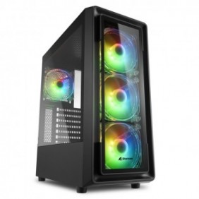 Sharkoon TK4 RGB, Midi Tower, PC, Noir, ATX, micro ATX, Mini-ITX, Multicolore, Ventilateur