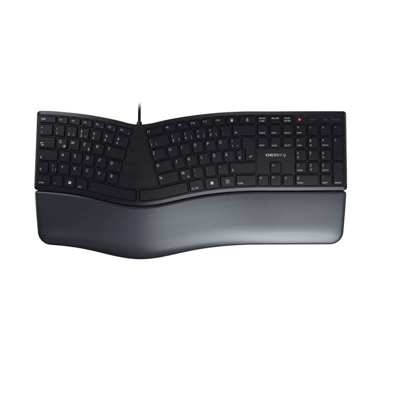 Cherry KC 4500 ERGO, Taille réelle 100 %, Avec fil, USB, QWERTZ, Noir