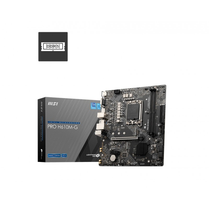 MSI PRO H610M-G, Intel, LGA 1700, Intel® Core™ i9, LGA 1700, DDR5-SDRAM, 96 Go