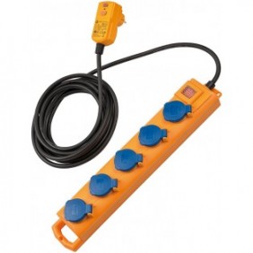 Brennenstuhl 1159900805, 5 m, 5 sortie CA, Intérieur, IP54, Jaune, 30 mA
