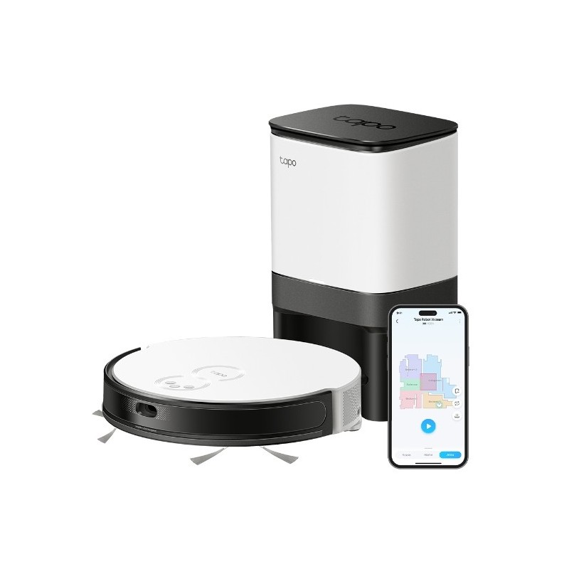 TP-LINK Tapo RV20 Mop Plus, Sac à poussière, Noir, Blanc, Rond, 4 L, 51 dB, 0,35 L
