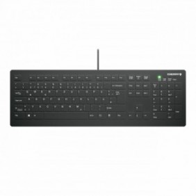 Cherry AK-C8112, Taille réelle 100 %, Avec fil, USB, Commutateur de touche « ciseaux », QWERTZ, Noir, Blanc