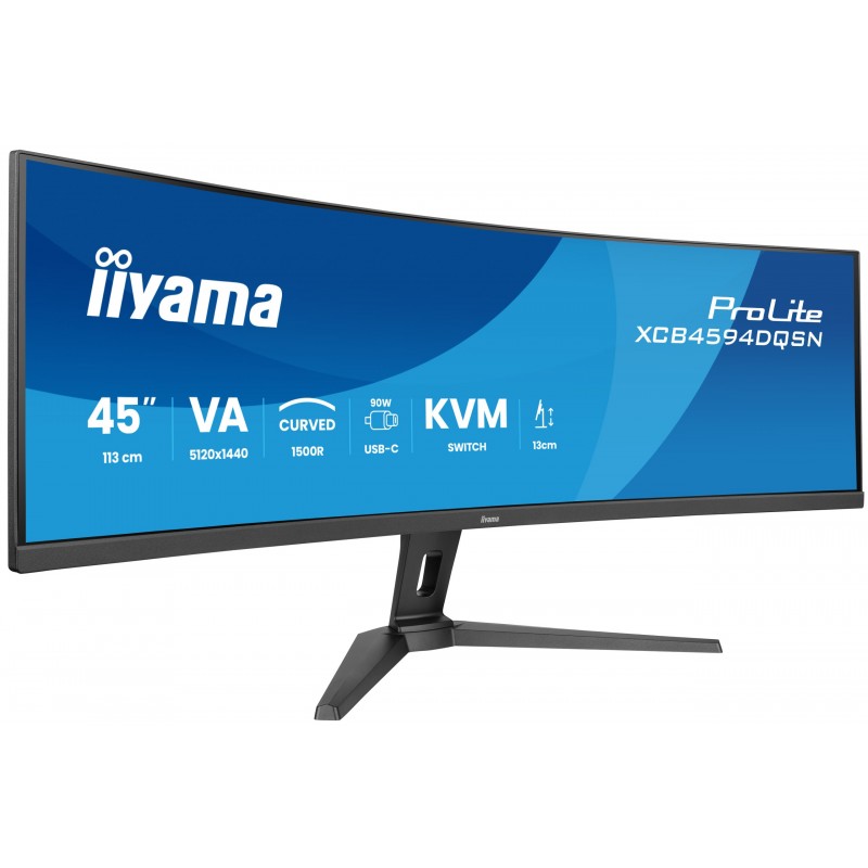 Iiyama G-MASTER 45"LCD Curved Bus. UWQHD, 114,3 cm 45", 5120 x 1440 pixels, Dual QHD, LED, 0,8 ms, Noir