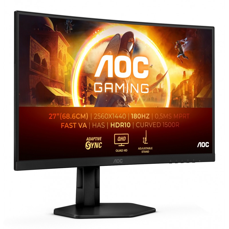 AOC G4 CQ27G4X, 68,6 cm 27", 2560 x 1440 pixels, Quad HD, LCD, 1 ms, Noir