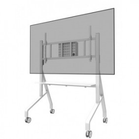 Neomounts FL50-575WH1 Support au sol mobile pour écran 65-110" - installation rapide - TÜV, Panierchariot multimédia, Blanc, Acier, 125 kg, 165,1 cm 65", 2,79 m 110