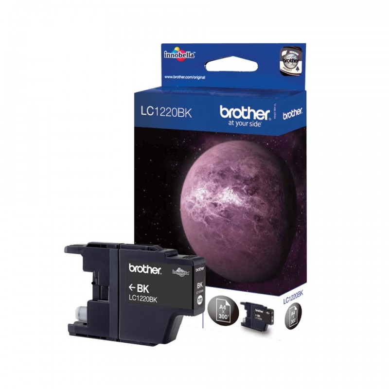Brother LC1220BK - Cartouche d'encre originale – Noir, Noir, 1 pièce, 300 pages, Paquet unique