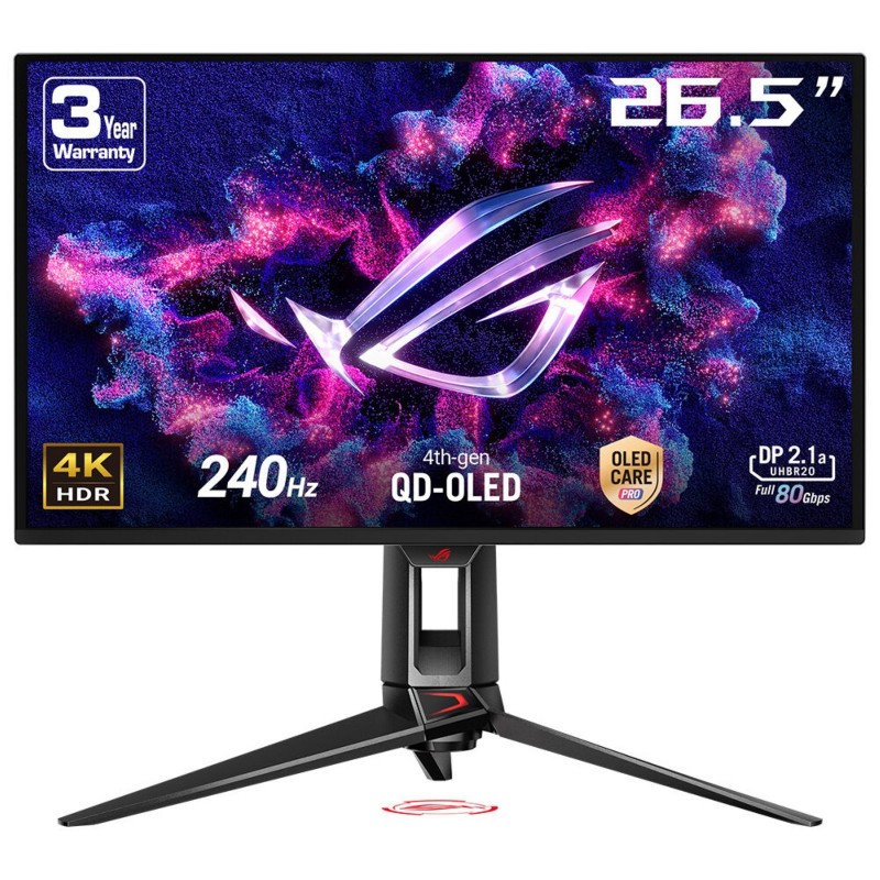 ASUS ROG Swift OLED PG27UCDM, 67,3 cm 26.5", 3840 x 2160 pixels, 4K Ultra HD, QD-OLED, 0,03 ms, Noir