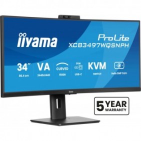 Iiyama ProLite XCB3497WQSNPH-B1, 86,4 cm 34", 3440 x 1440 pixels, UltraWide Quad HD, LED, 0,4 ms, Noir