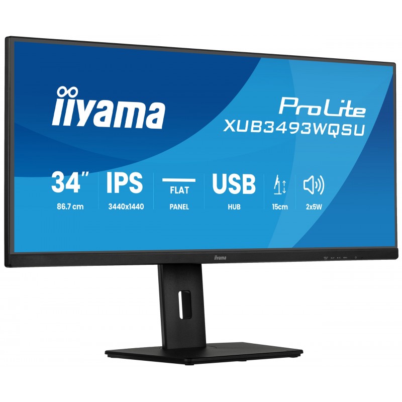Iiyama ProLite XUB3493WQSU-B6, 86,4 cm 34", 3440 x 1440 pixels, UltraWide Quad HD, LED, 1 ms, Noir
