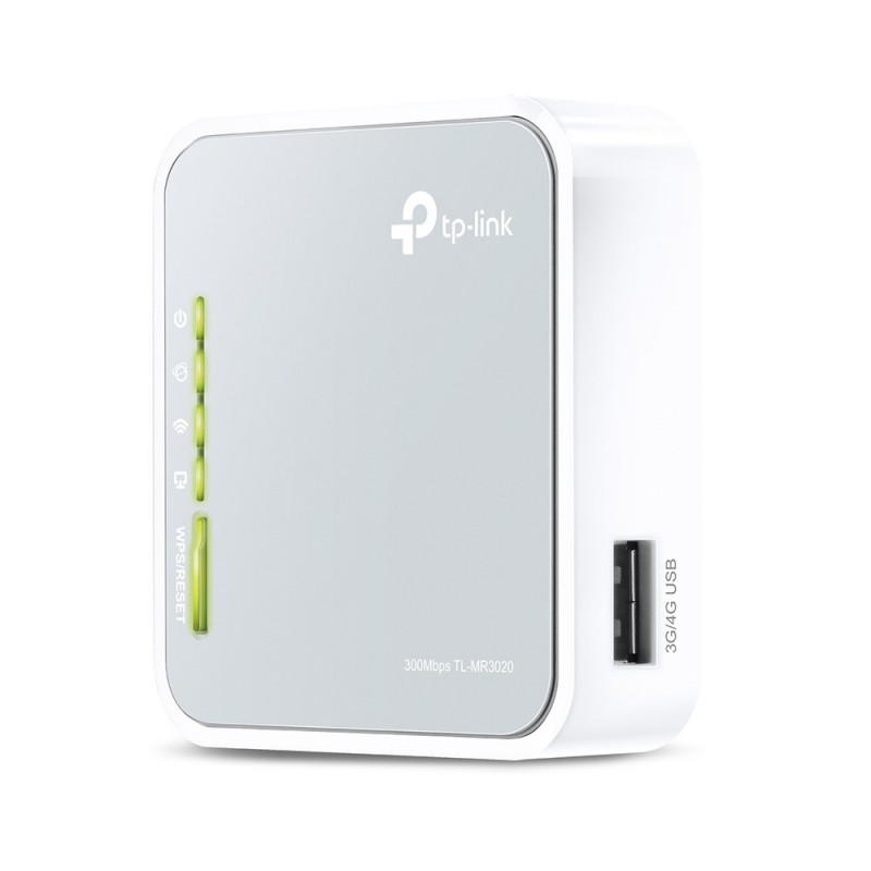 TP-LINK TL-MR3020, Wi-Fi 4 802.11n, Monobande 2,4 GHz, EthernetLAN, 3G, Argent, Blanc, Routeur