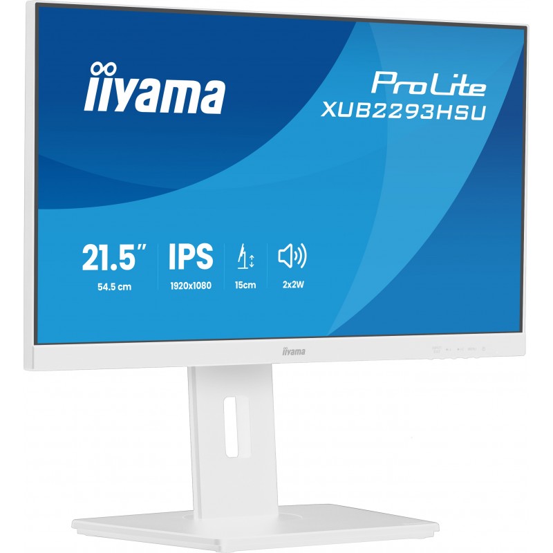 Iiyama ProLite XUB2293HSU-W7, 54,6 cm 21.5", 1920 x 1080 pixels, Full HD, LED, 1 ms, Blanc