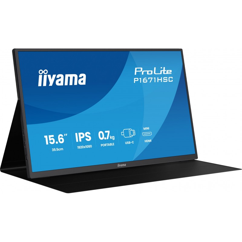 Iiyama ProLite P1671HSC-B1, 39,6 cm 15.6", 1920 x 1080 pixels, Full HD, LED, 3 ms, Noir