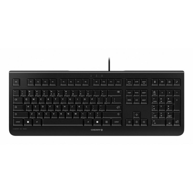 Cherry KC 1000, Taille réelle 100 %, Avec fil, USB, AZERTY, Noir