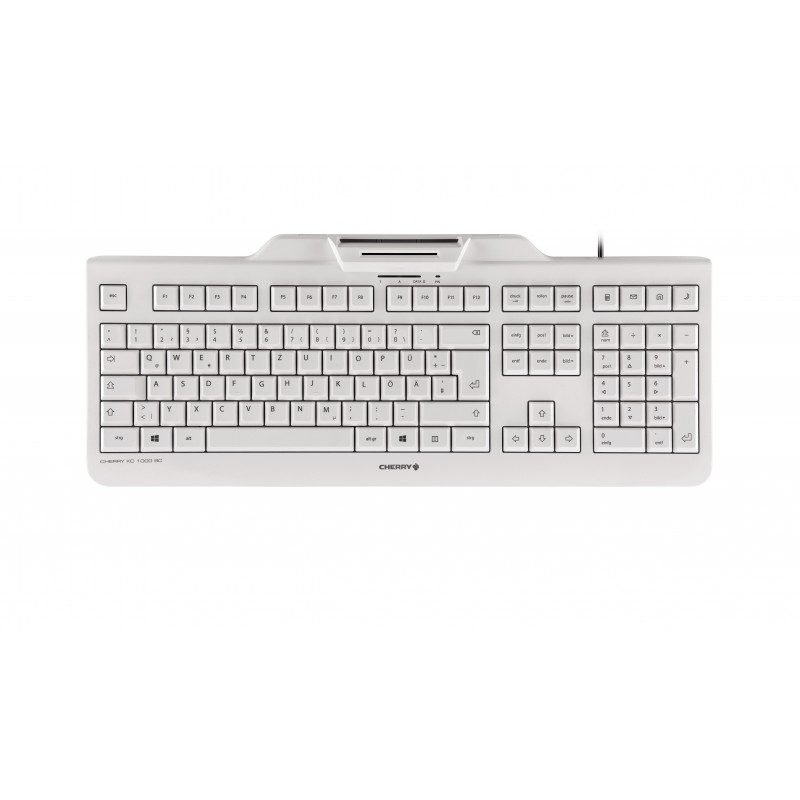 Cherry KC 1000 SC, Taille réelle 100 %, Avec fil, USB, QWERTZ, Gris
