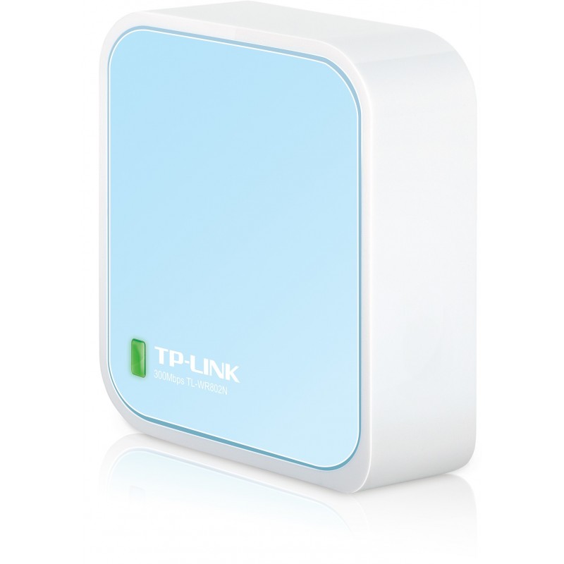 TP-LINK TL-WR802N, Wi-Fi 4 802.11n, Monobande 2,4 GHz, EthernetLAN, Bleu, Blanc, Routeur portable