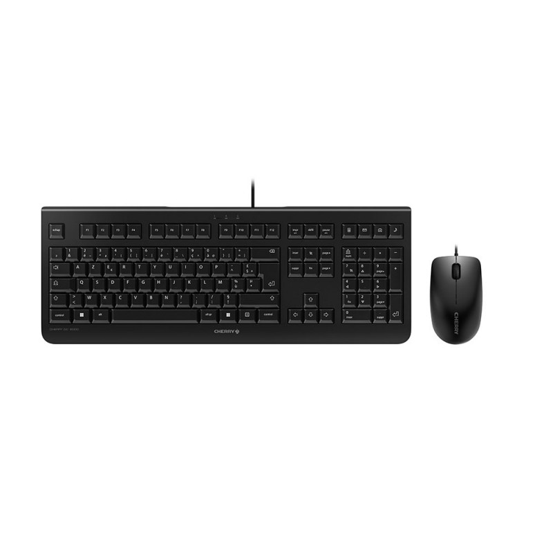 Cherry DC 2000 Ensemble Clavier & Souris filaires, noir, USB, AZERTY - FR, Avec fil, USB, Clavier mécanique, AZERTY, Noir, Souris incluse