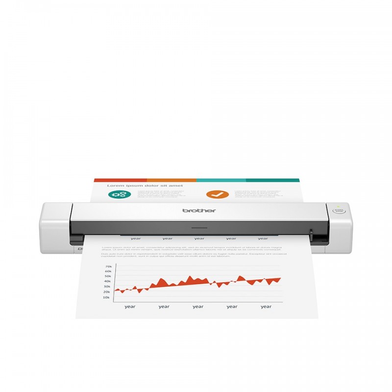 Brother DS-640 - Scanner mobile de documents, 215,9 x 1828,8 mm, 300 x 300 DPI, 1200 x 1200 DPI, 15 ppm, Niveau de gris, Blanc