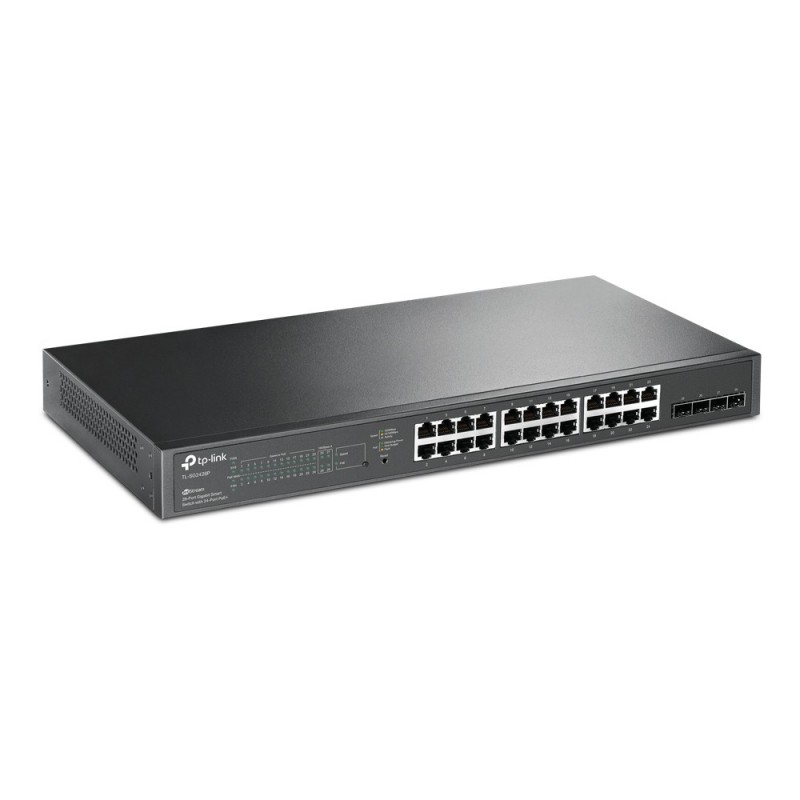 TP-LINK JetStream TL-SG2428P, Géré, L2L2+, Gigabit Ethernet 101001000, Connexion Ethernet, supportant l'alimentation via ce port , Grille de montage, 1U