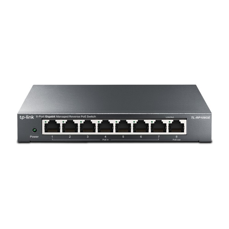 TP-LINK Switch PoE inversé administrable Gigabit à 8 ports, Géré, L2, Gigabit Ethernet 101001000, Full duplex, Connexion Ethernet, supportant l'alimentation via ce port