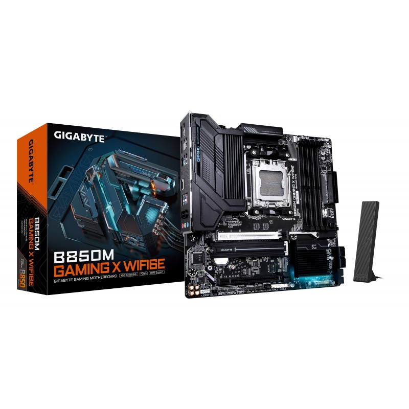 Gigabyte B850M GAMING X WIFI6E Carte Mère - Processeurs AMD Ryzen Série 9000, VRM numérique 10+2+2 phases, jusqu'à 8200MHz DDR5 , 1xPCIe 5.0 + 1xPCIe 4.0 M.2, LAN 2.5, WIFI 6E, USB 3.2 Gen 2., AMD, Emplacement AM5, AMD Ryzen 7000 Series, AMD Ryzen
