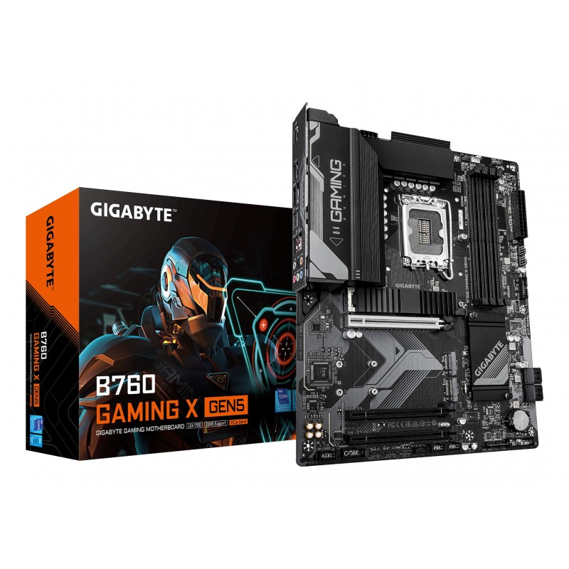 Gigabyte B760 GAMING X GEN5 Carte Mère – Compatible avec les processeurs Intel Core 14e génération, VRM 8+1+1 phases, jusqu’à 5600 MHz DDR5, 3 x M.2 PCIe 4.0, LAN 2.5 GbE, USB 3.2 Gen 2, Intel, LGA 1700, Intel® Celeron®, Intel Core i3 12th Gen