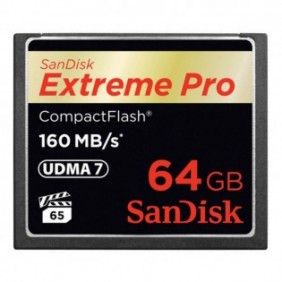 SanDisk 64GB Extreme Pro CF 160MBs, 64 Go, CompactFlash, 160 Mos, 150 Mos