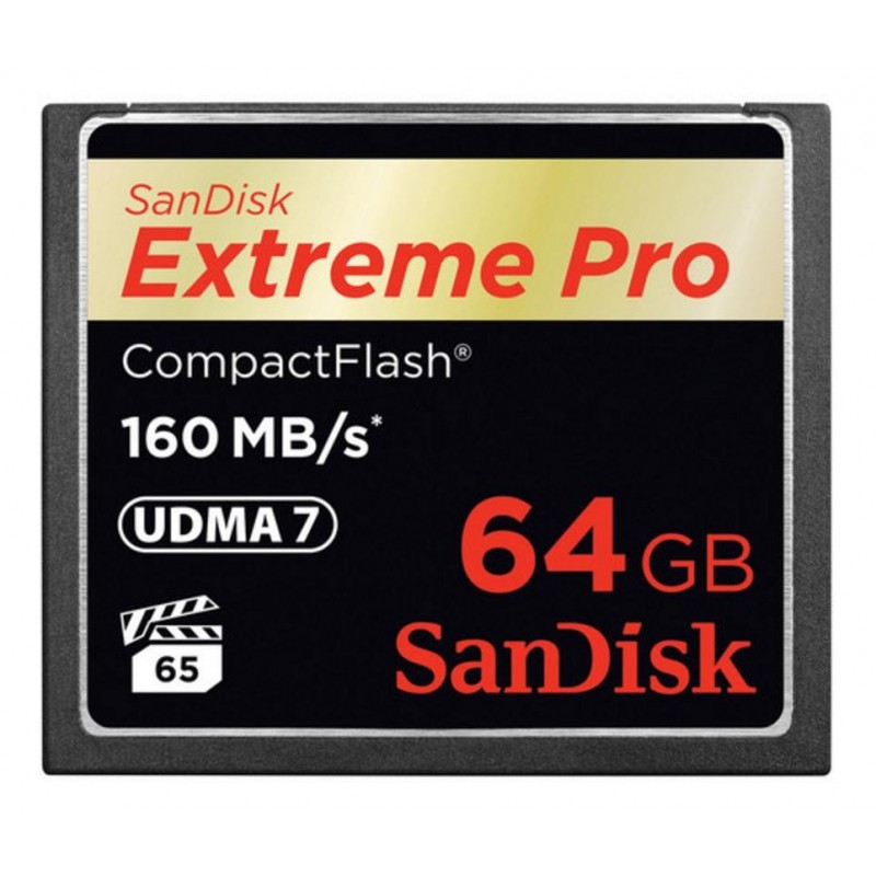 SanDisk 64GB Extreme Pro CF 160MBs, 64 Go, CompactFlash, 160 Mos, 150 Mos