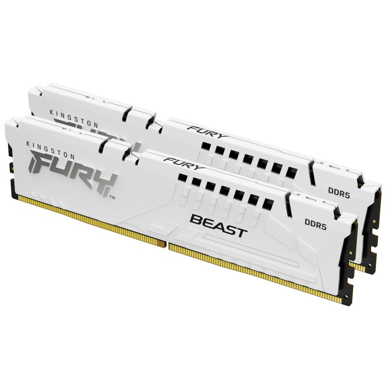 Kingston FURY Beast 32 Go 6000 MTs DDR5 CL30 DIMM Kits de 2 White EXPO, 32 Go, 2 x 16 Go, DDR5, 288-pin DIMM, Blanc